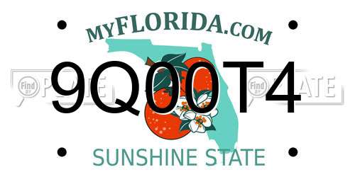 9Q00T4 Florida License Plate