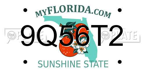 9Q56T2 Florida License Plate