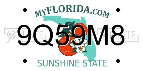 9Q59M8 Florida License Plate