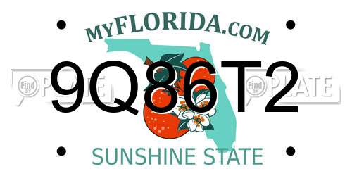 9Q86T2 Florida License Plate
