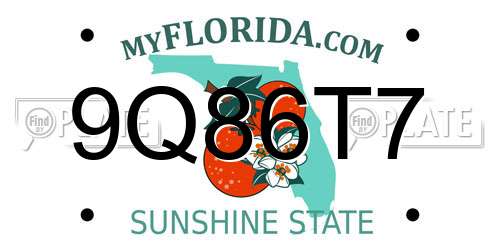 9Q86T7 Florida License Plate