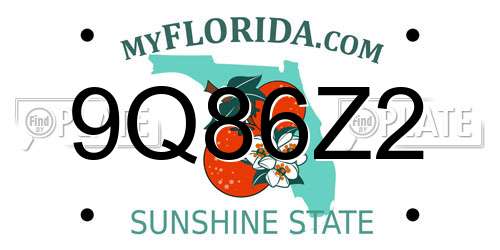 9Q86Z2 Florida License Plate