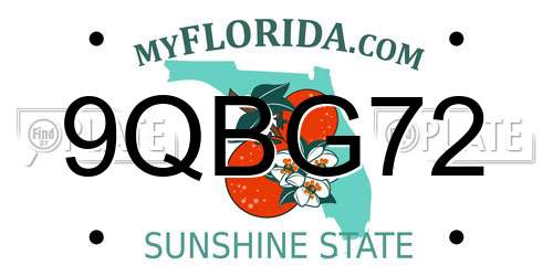 9QBG72 Florida License Plate