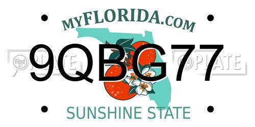 9QBG77 Florida License Plate
