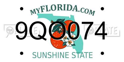9QO074 Florida License Plate