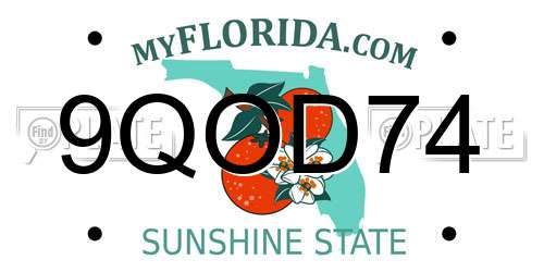 9QOD74 Florida License Plate