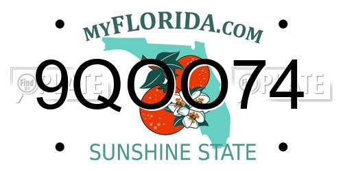 9QOO74 Florida License Plate