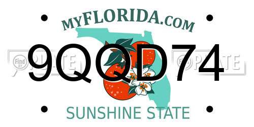 9QQD74 Florida License Plate