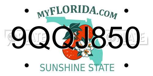 9QQJ850 Florida License Plate