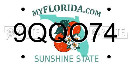 9QQO74 Florida License Plate