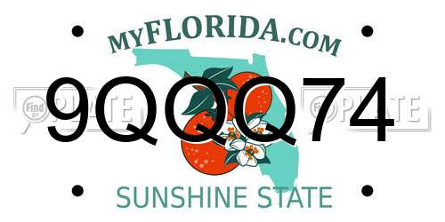 9QQQ74 Florida License Plate
