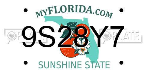 9S28Y7 Florida License Plate