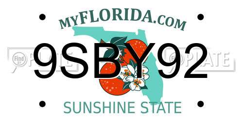 9SBY92 Florida License Plate