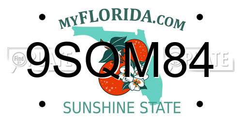 9SQM84 Florida License Plate