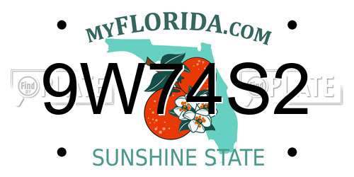 9W74S2 Florida License Plate