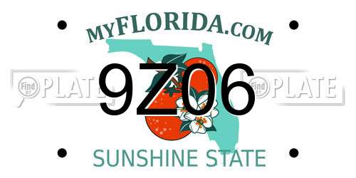 9Z06 Florida License Plate
