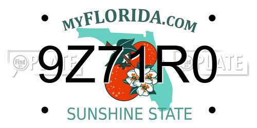 9Z71R0 Florida License Plate