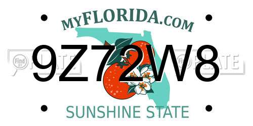 9Z72W8 Florida License Plate