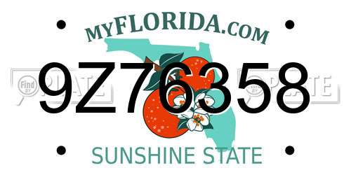 9Z76358 Florida License Plate