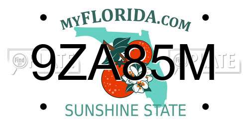 9ZA85M Florida License Plate