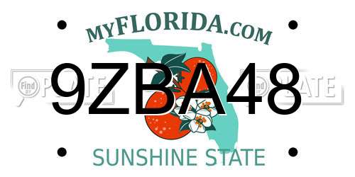 9ZBA48 Florida License Plate