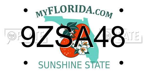 9ZSA48 Florida License Plate