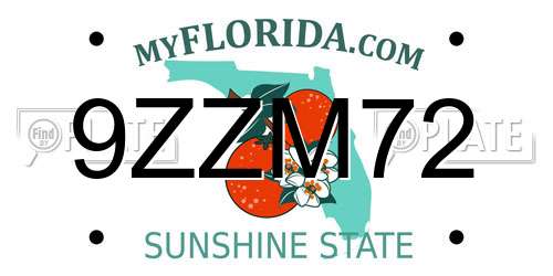 9ZZM72 Florida License Plate