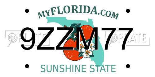 9ZZM77 Florida License Plate