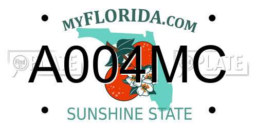 A004MC Florida License Plate