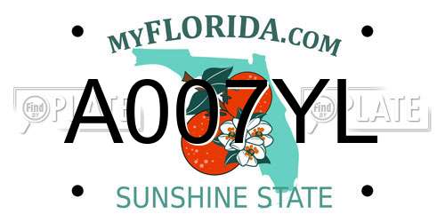 A007YL Florida License Plate