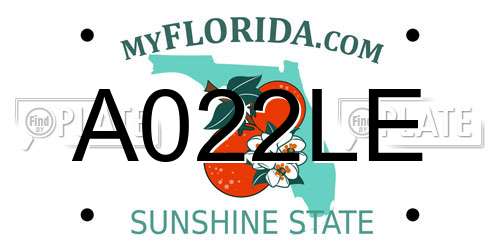 A022LE Florida License Plate