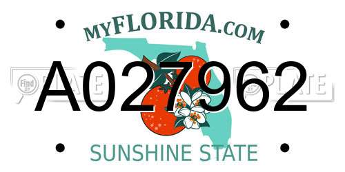 A027962 Florida License Plate