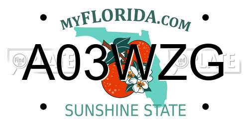 A03WZG Florida License Plate