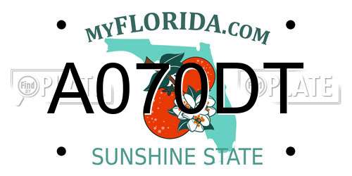 A070DT Florida License Plate