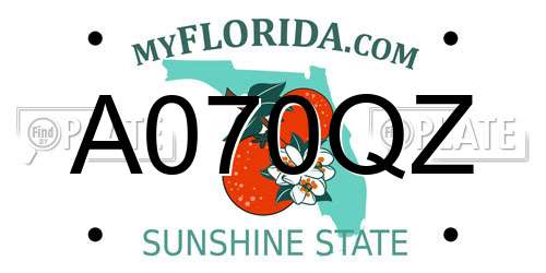 A070QZ Florida License Plate