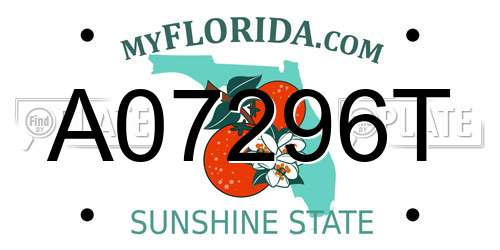 A07296T Florida License Plate
