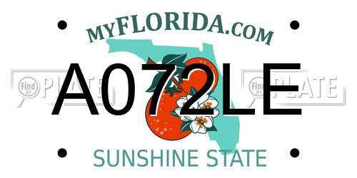 A072LE Florida License Plate