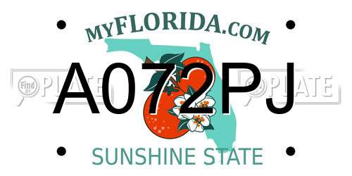 A072PJ Florida License Plate