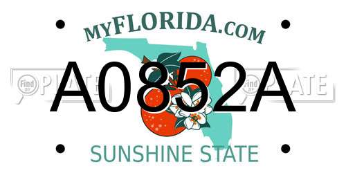 A0852A Florida License Plate