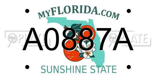 A0887A Florida License Plate
