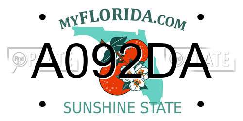 A092DA Florida License Plate