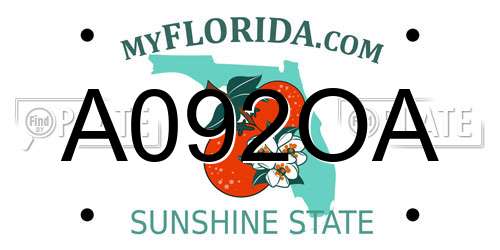 A092OA Florida License Plate