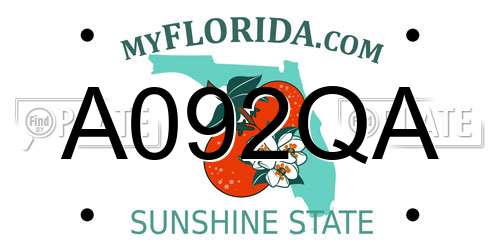 A092QA Florida License Plate