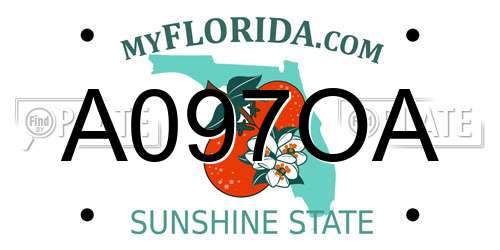 A097OA Florida License Plate