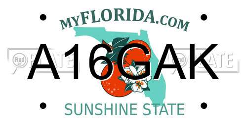 A16GAK Florida License Plate