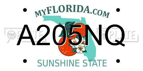 A205NQ Florida License Plate