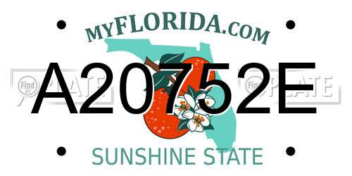 A20752E Florida License Plate
