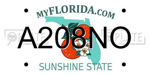 A208NO Florida License Plate