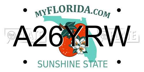 A26YRW Florida License Plate