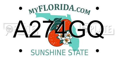 A274GQ Florida License Plate
